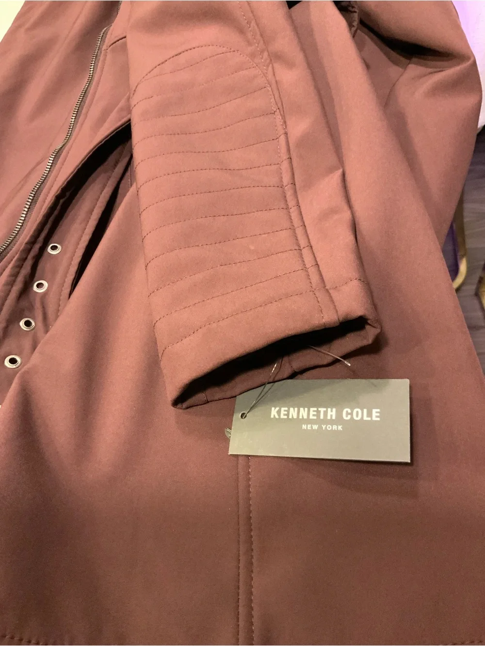 Kenneth Cole Mauve Belted Trench Coat